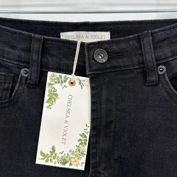 Chelsea & Violet Jeans Denim Straight Leg High Waist Black Size 26 NWT - Picture 4 of 7
